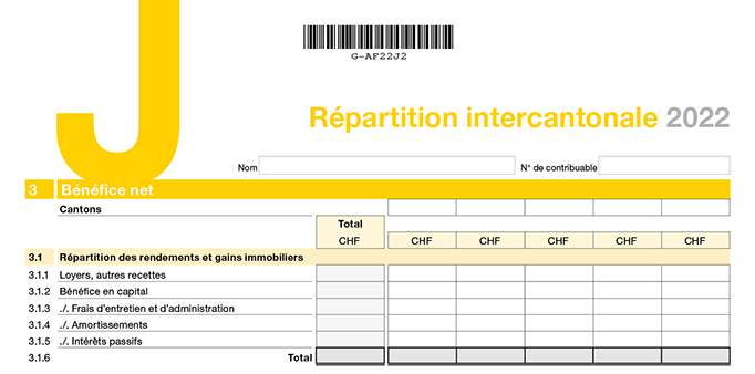 Annexe J&nbsp; - Répartition intercantonale - détails