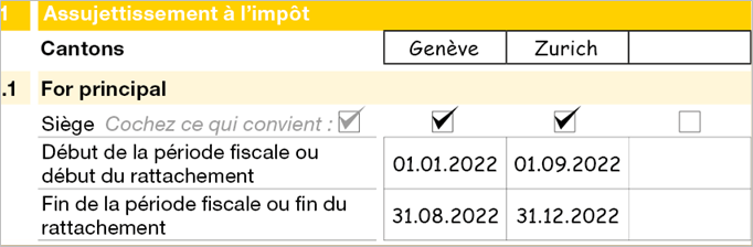 Assujettissement à l&apos;impôt - For principal