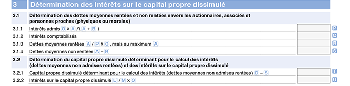 Annexe G - intérêts capital propre dissimulé