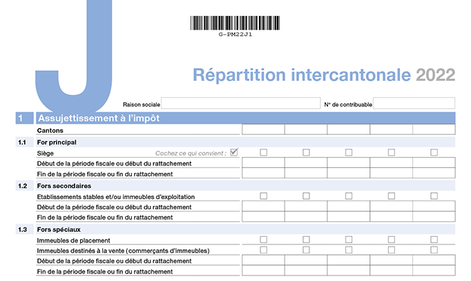 Annexe J - Répartition intercantonale