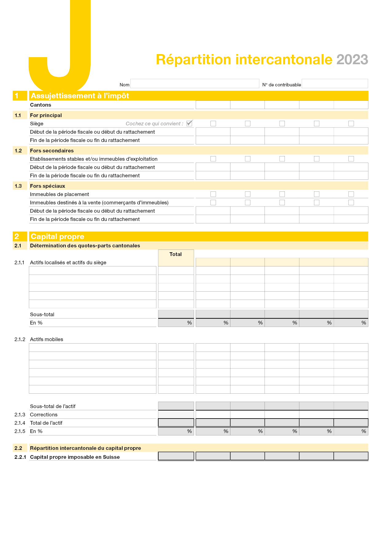 Annexe J - Répartition intercantonale