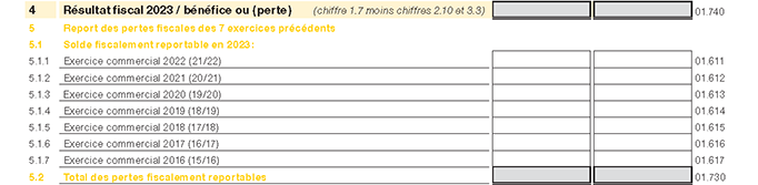 Page de garde 2 - Report des pertes fiscales
