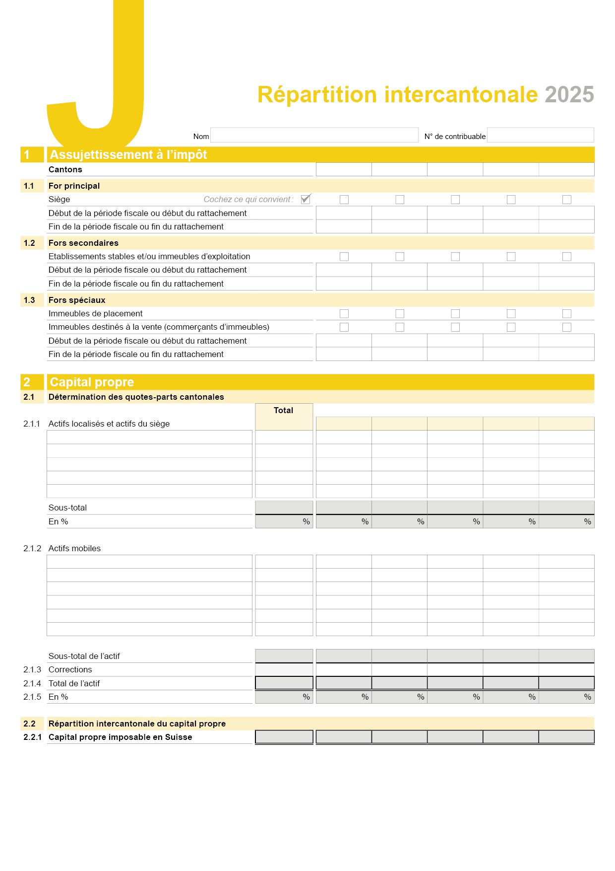 Annexe J - Répartition intercantonale