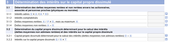 Annexe G - intérêts capital propre dissimulé
