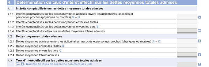 Annexe G - détermination du taux d&apos;intérêt effectif sur les dettes moyennes totales admises