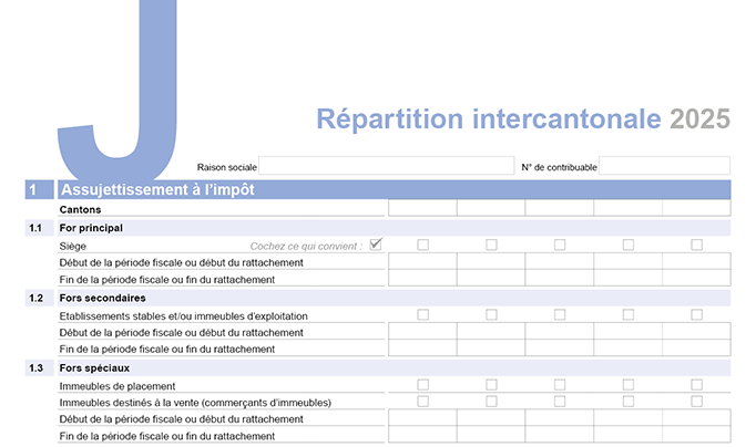 Annexe J - Répartition intercantonale