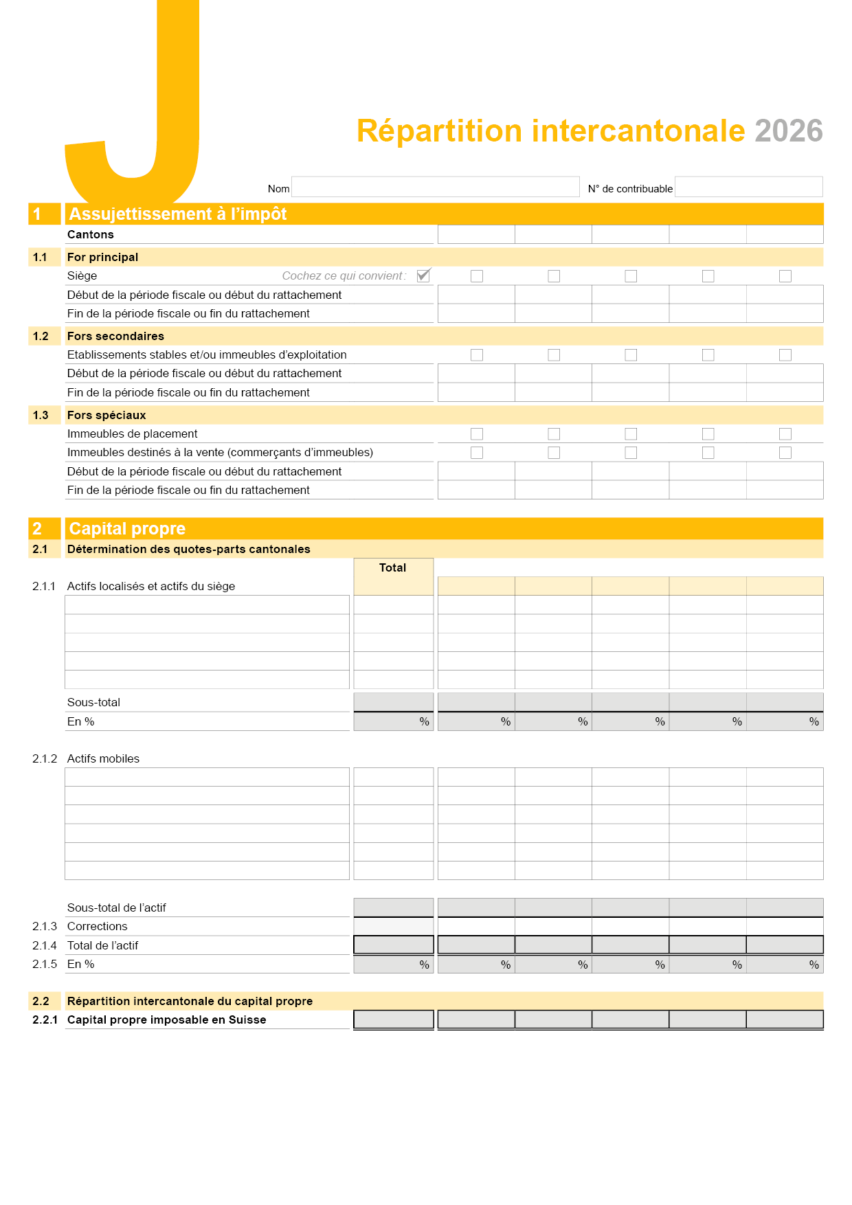 Annexe J - Répartition intercantonale