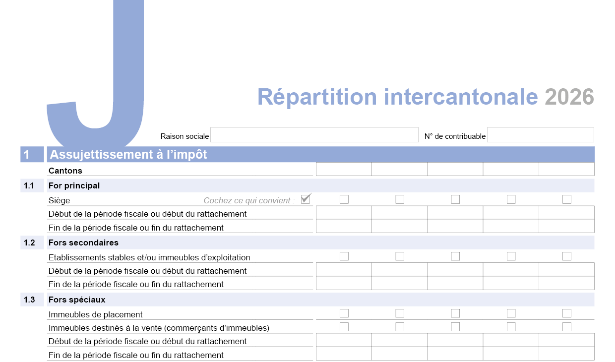 Annexe J - Répartition intercantonale