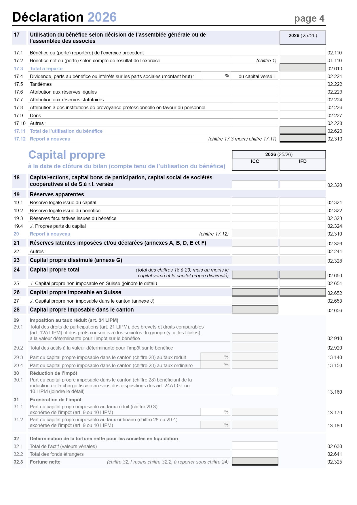 Pages de garde - Capital propre