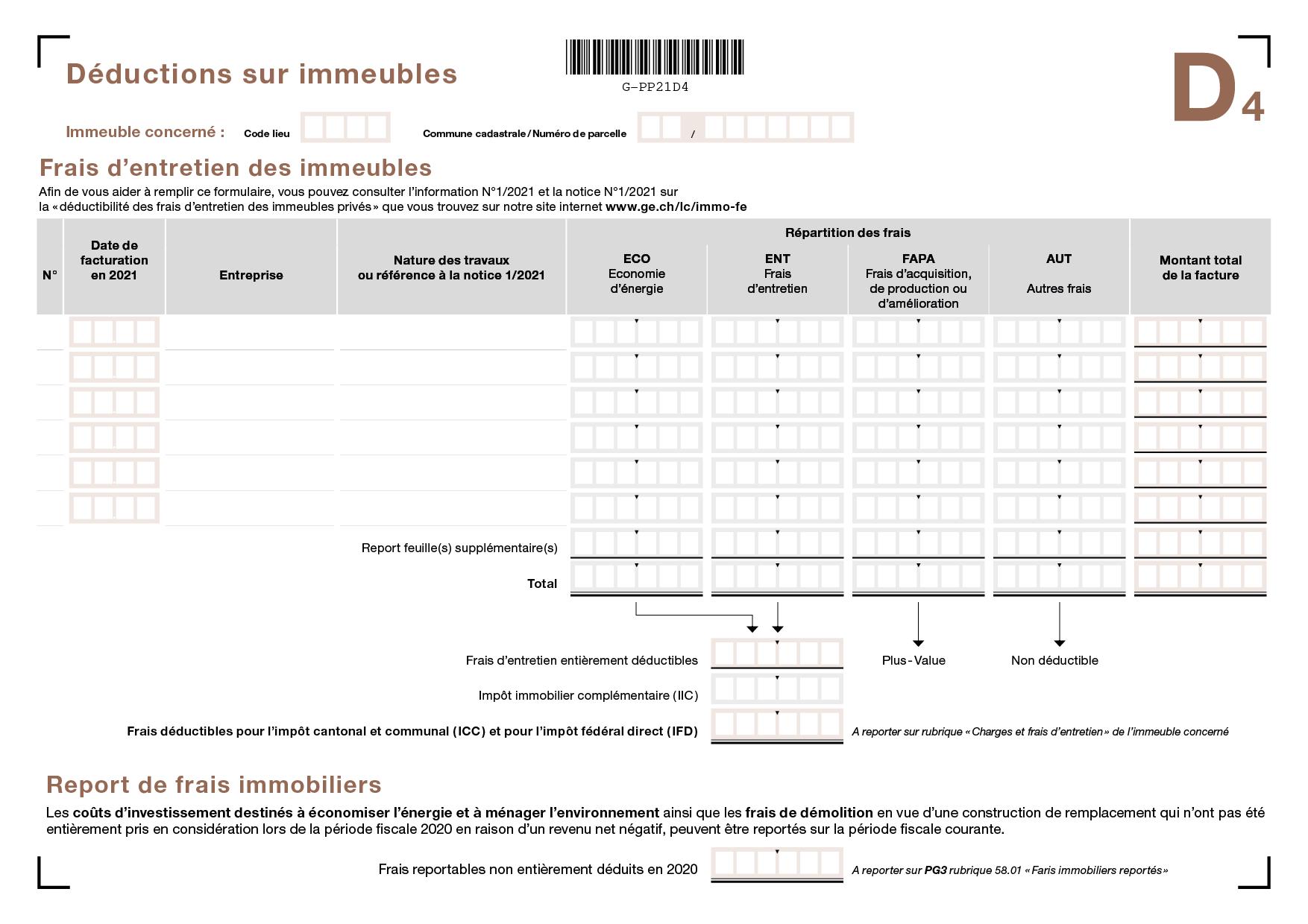 Report de frais immobilier