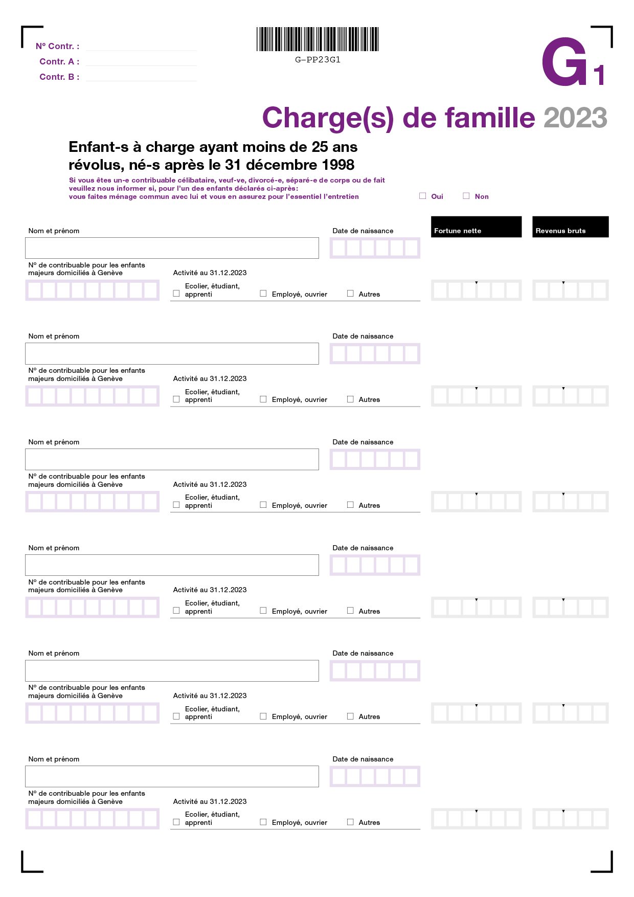 Charge(s) de famille G1