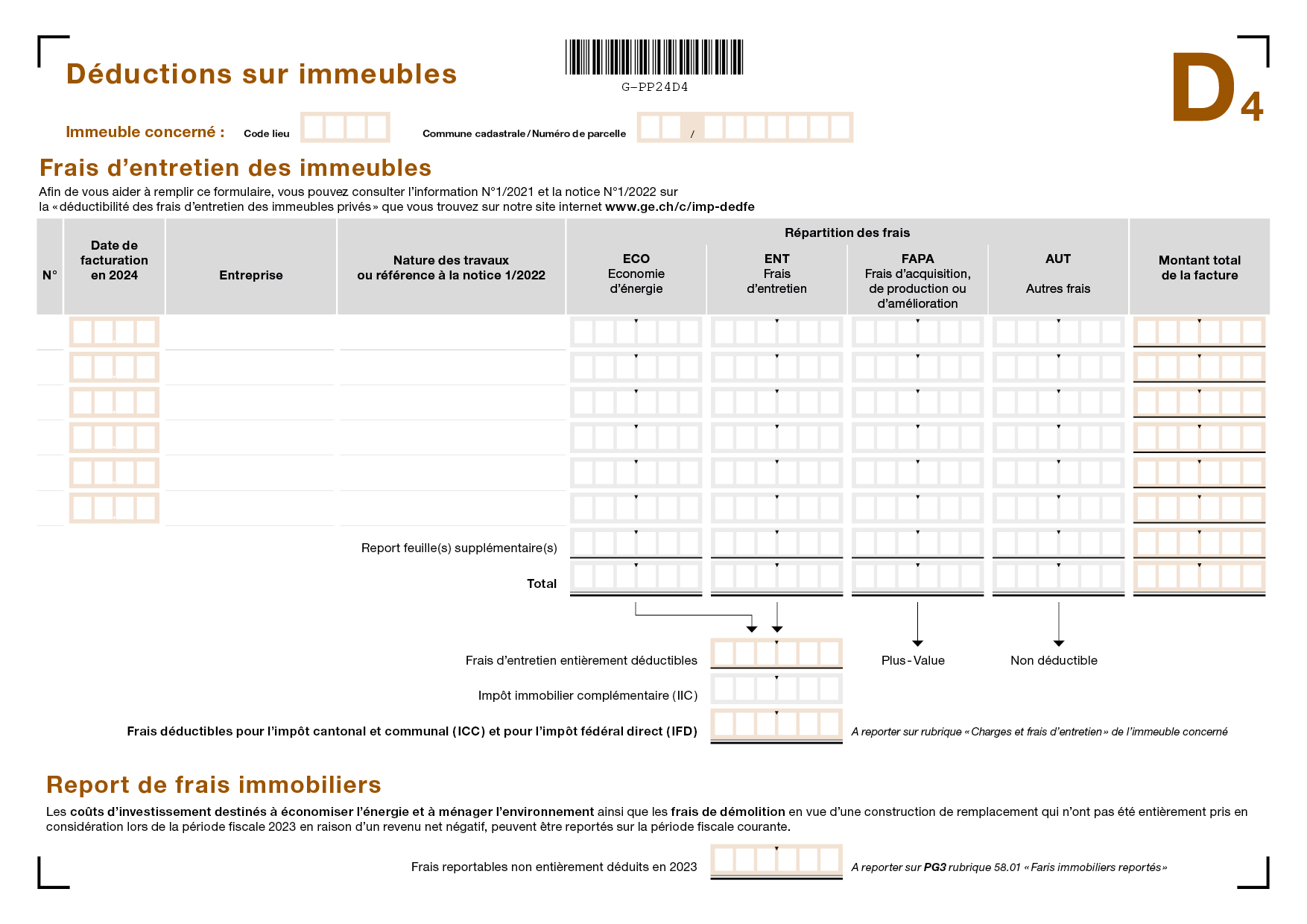 Report de frais immobilier