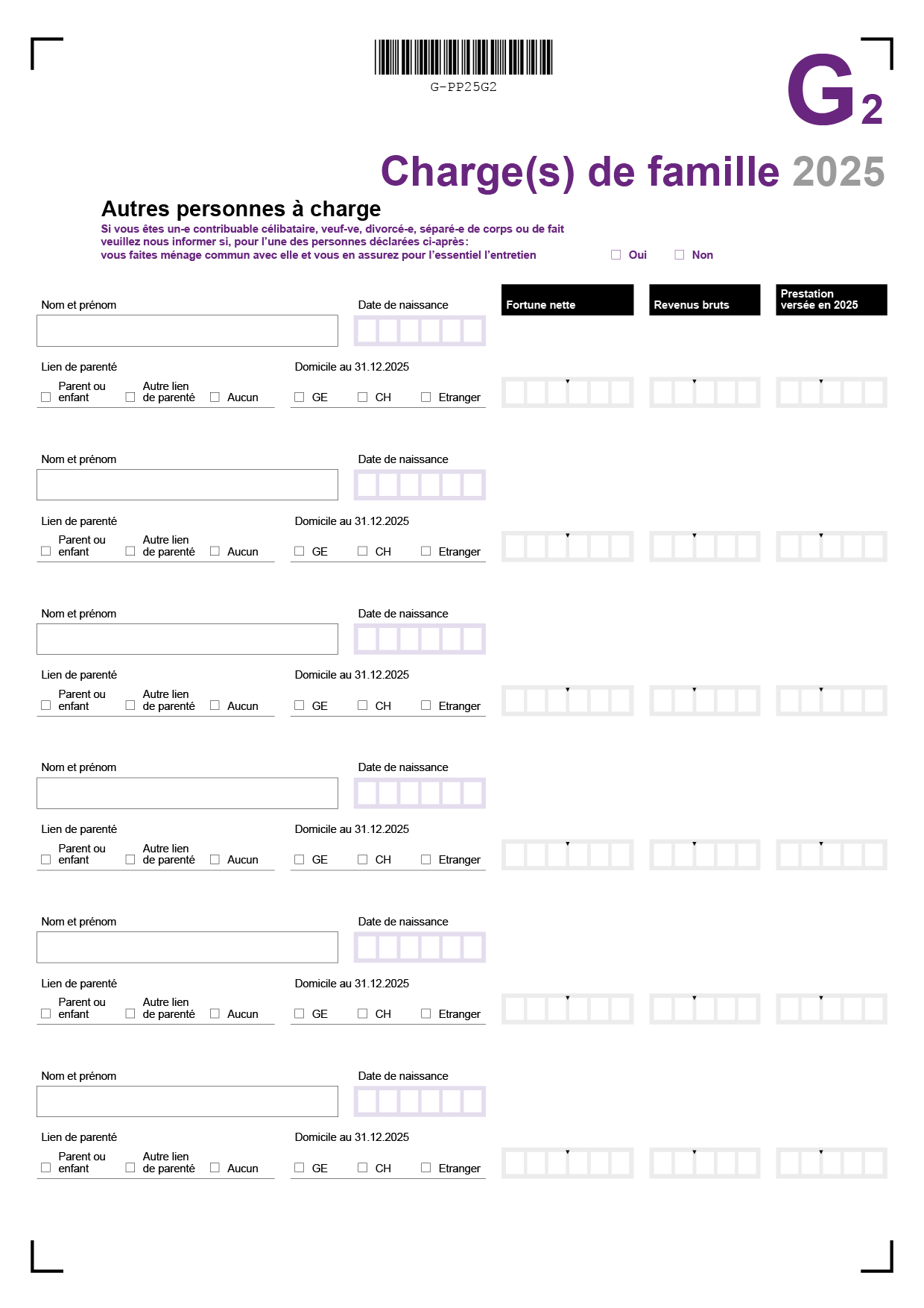Charge(s) de famille G2